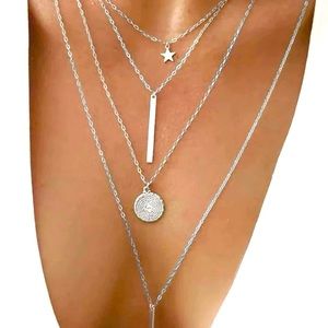 Beautiful layered silver necklace